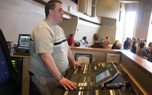 Wyatt Johnston mixing sound at Fellowship Bible Church in Topeka